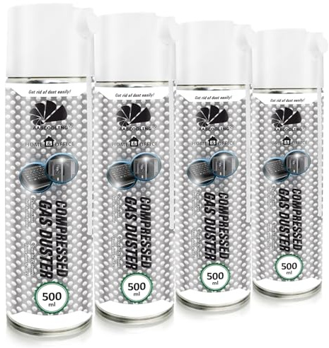 AABCOOLING Home&Office 4x 500ml Air Duster – Aria Compressa, Spray Pulente, Bomboletta Spray, Pulizia Dispositivi Ufficio, Laptop, Tastiera, Periferiche PC, Soffiatore Aria, K1