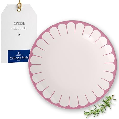 Villeroy & Boch - Fleur cassis Speiseteller pink, Spülmaschinenfest, Mikrowellensicher, Porzellanteller für Hauptgerichte, Großer Teller, Geschirr Keramik Stapelbar, Essteller, Premium Porzellan
