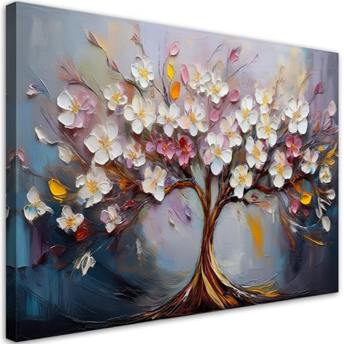 Feeby Quadro su Tela Non Tessuta - Stampa Su Tela - Astrazione colorata Albero della vita - 90x60 cm - Decorazione Murale - Moderno Soggiorno - quadri moderni soggiorno - poster
