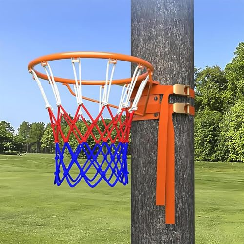 MIDUOLAI Naranja,35CM,Juego De Aro De Baloncesto para Exteriores, Canasta De Baloncesto Profesional, con Dos Correas Ajustables Y Red De Nailon, Kit De Aro De Baloncesto para Montar En La Pared
