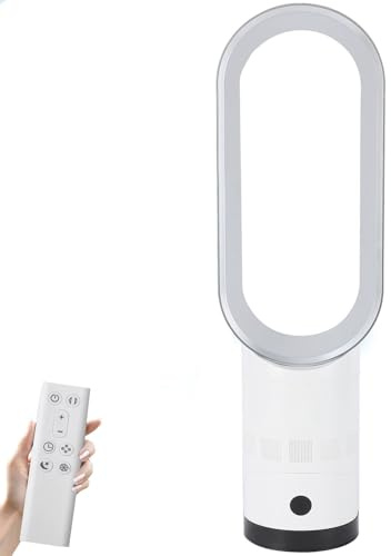 Air Circulating Fan with Remote Control,Bladeless Quiet Tower Fan Sleep Strong Wind Mode Floor Standing Electric Fan 8 Speeds Wind,90° Oscillation,9 Hours Timer,Removable Fan,No-Blade Design