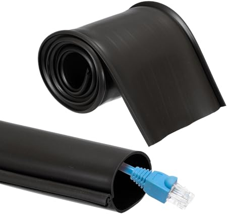 sourcing map 3.3ft Cable Management Sleeve, 1 3/4 Inch ID Flexible Cord Wires Hider Cover Insulation Snap-fit Protector for Substation, High-voltage Electrical Networks, Black