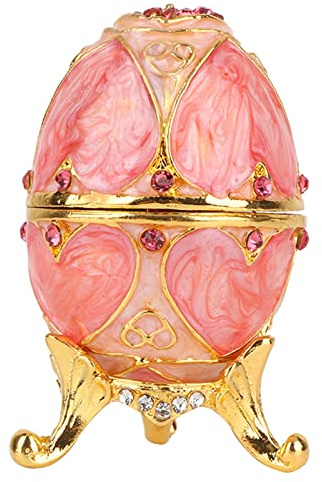 ANGGREK Enameled Easter Egg Box Vintage Jewelry Organizer Trinket Box with Elegant Pattern for Rings Necklace Storage Decoration