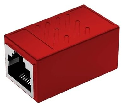 BOXUWFO Conector RJ45 extensor Ethernet adaptador de puerto único RJ45 extensor conector de red (rojo)