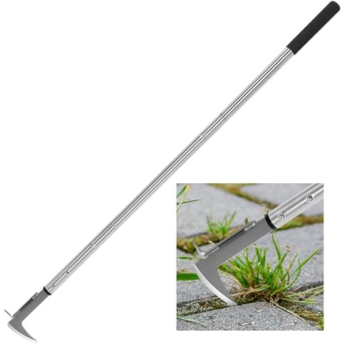 Bcuuozeeing fogskrapa ogräs, ogrässkärare, ogrässkärare, 138 cm justerbar fogskrapa med långt handtag, trädgårdsverktyg effektiv borttagning av ogräs, trädgårdsredskap