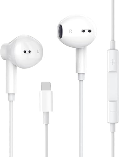 Headphones for iPhone, Wired Earphones Stereo Sound In-Ear Earbuds with (Built-in Mic&Volume Control), Compatible with iPhone 14 Pro Max/14 Plus/14/13/13 Pro/12/12 Pro/11 Pro/X/XS/XR/SE/8 Plus (White)