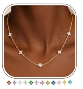 ZHESHY Cadena De Oro Mujer 18k Zircón Collar Trebol Impermeable Adjustable Collar Personalizado Collares De La Amistad Moda Joyas De Regalos Originales Para Mujer Niña