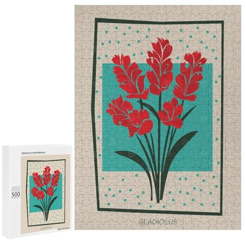 500 PCS Teenagers Puzzles Gladiolus Flower Mid Century Adult Jigsaw Puzzle Hands-on Game Difficult Challenge for Is Ideal As A Gift 500 PCS
