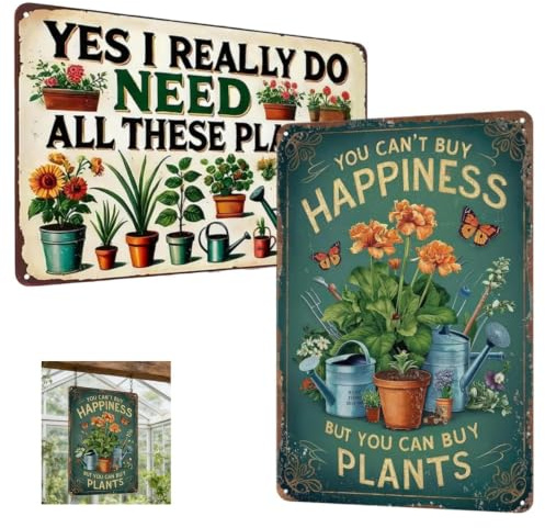 2 Pack Metal Garden Signs,30x20cm Vintage Metal Signs Quotes,Outdoor Decor,M-etal S-igns For Outside,Garden Wall Plaques,For Gardeners Outdoor Decor Fence Patio Greenhouse,Remain Vibrant & Rust-Free