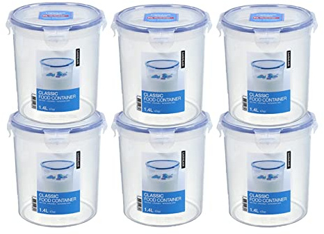 ZIP Premium Lock&Lock Vorratsdose rund | Frischhaltedose | Frischhaltebox | 1,4 Liter | HPL933B - 6er Set