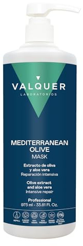 VALQUER Mascarilla Capilar Reparadora de Oliva | Hidratación Profunda y Nutritiva para Cabello Dañado y Seco | Fórmula Zero con Ingredientes Naturales | 975 ml