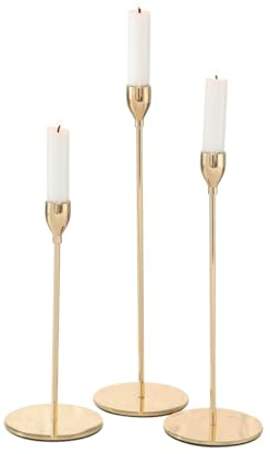 Boltze Kerzenleuchter Malte (3 Teilig, aus Metall, Farbe Gold, in verschiedenen Größen 33/28/23 cm, Dekoaufsteller, Kerzenständer, Dekoration) 1001291
