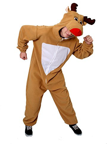 I LOVE FANCY DRESS EIN RENTIER-RUDOLF- ONESIE FÜR ERWACHSENE KOSTÜM VERKLEIDUNG = ERHALTBAR IN 5 VERSCHIEDENEN GRÖSSEN =TOLLE WEIHNACHTSVERKLEIDUNG= FASCHING KARNEVAL= ALLES IN EINEM JUMPSUIT = LARGE