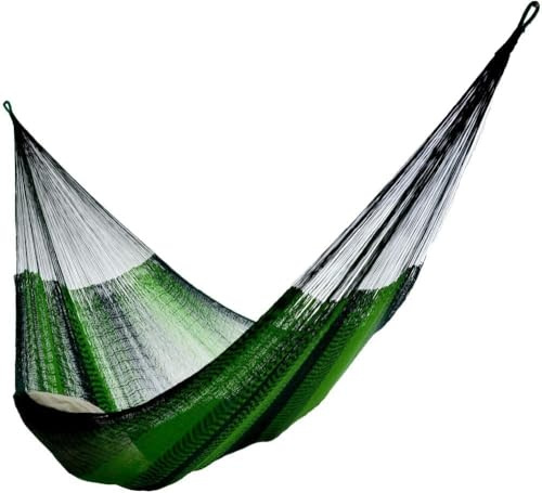 Hängematten Rada Mayan-Made Ehebett Yucatán-Hängematte – Zwei-Personen-Hängematte – Passt auf 12,5 bis 13 Fuß Hängemattenständer – Bis zu 550 Pfund, Zwei Grün – Hängebett