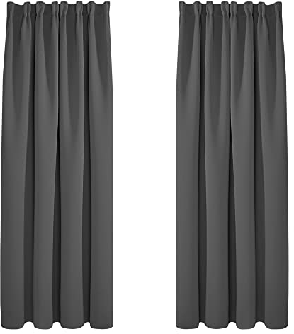 Deconovo Blackout Curtains Bedroom Super Soft Window Treatment Thermal Insulated Pencil Pleat Curtains for Girls 52 x 84 Inch Light Grey 2 Panels