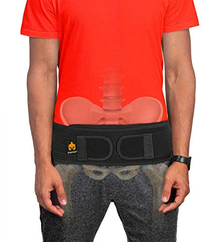 Sparthos Sacroiliac Si Hip Belt Relief from Si Joint, Sciatica, Pelvis, Lower Back Pain - Support Brace for Women and Men - for Sacral Nerve, Hip Loc Tilt Up Belts Braces (Black-REG)