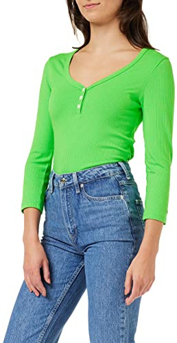 Tommy Hilfiger Damen Langarmshirt Slim 5X2 Rib Basic, Grün (Spring Lime), S