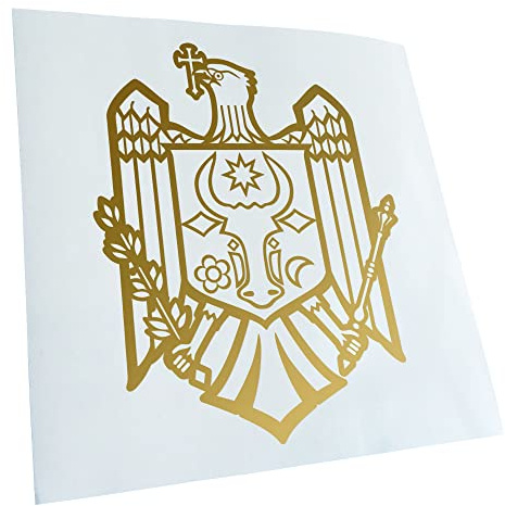 Kiwistar - Autoaufkleber - Moldawien Wappen - gold - 24x19cm - Heckscheibe Auto Aufkleber wetterfest für Kfz LKW Mofa Truck - Sticker außen selbstklebend Tuning Zubehör für Fenster Fahrzeug Scheibe