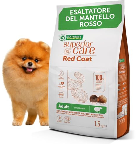 Nature's Protection Superior Care Crocchette Cani ad Alto Contenuto Proteico con Agnello – Cibo per Cani Adulti dal Pelo Fulvo - Con Omega 3 e 6 - Taglie Piccole (1,5 kg)