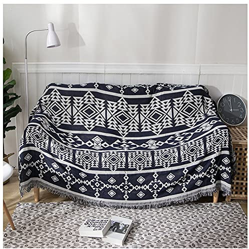 Bettüberwurf für Einzelbett Sofadecke Tagesdecke Überwurf Schurwolle Plaid Bettlaken Warme Böhmische Tagesdecke Strick Wolldecke Quaste Kuscheldecke Sofadecke Schlafdecke Decke Schwarz 230 * 340CM
