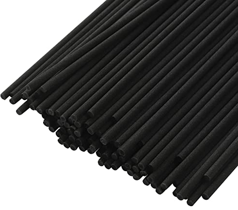 100 Stück Rattanstäbchen für Raumduft, 19cm x 3mm Diffuserstäbchen Rattan Reed Fiber, Aroma Diffuser Stäbchen für ätherische Öle im Home Office Hotel Spa (Schwarz)
