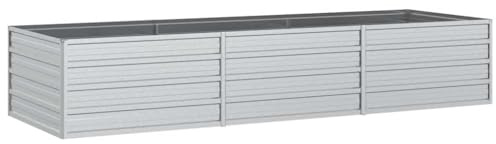 vidaXL Odlingslåda upphöjd galvaniserat stål 240x80x45 cm silver