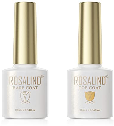 ROSALIND Base Coat Top Coat UV Gel Nagellack Überlack & Unterlack für Nägel Set 2pcs 10ml Nail Art Maniküre Set