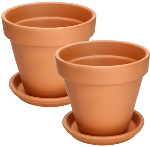 KOTARBAU® Set di 2 vasi da fiori in terracotta, diametro 17 cm, per interni e giardini
