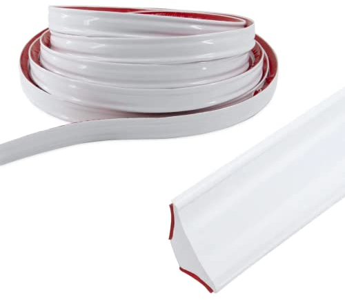 PVC Quadrant Trim, 2.5 Meters Self Adhesive Moulding Trim Home Wall Inside Corner Decoration, Laminate Floor Beading Edging Caulk Strip (12 * 9mm)