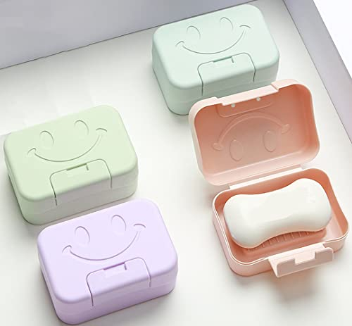 Rifrpha 4 Pezzi Portasapone Portatile da Viaggio Impermeabile Scatola di Sapone in Plastica Portatile con Coperchio per Casa, Palestra,Bagno, Campeggio, Viaggi All'aperto (4 colori)