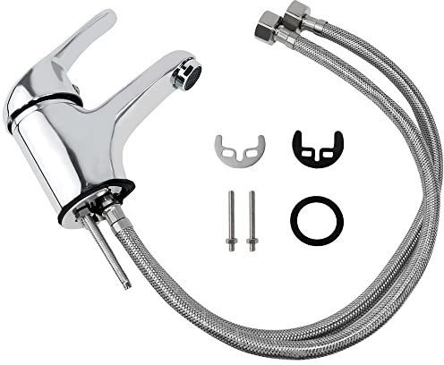 Qimu Bathroom Sink Taps, Chrome Basin Mixer Tap, Waterfall Design, Stainless Steel Lever Faucet, Brass Material, Polished Finish