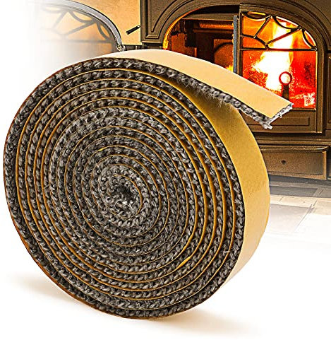 Xmasneed Wood Stove Gasket Kit for Woodburning Stoves, 13/16 x 1/8 x 78 Flat Wood Stove Gasket, Graphite Impregnated Fiberglass Gaskets, High Temperature Resistant Double-Sided Adhesive Paste.