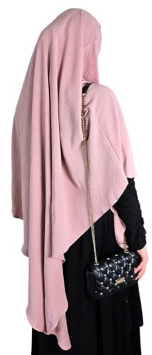 Yaqeen Khimar - Hiyab largo triangular para musulmana, una pieza, tela crepé suave, material para la cabeza, chales, vestido de oración islámica, chales musulmanes, cubierta corporal, rosa (b), Talla