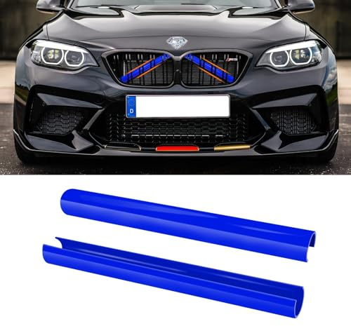 TTCR-II 2PCS Frontgrill Einsatz Kompatibel mit BMW 2er 5er 6er 7er X1 X2 | Streifen Kühlergrill Einsätze Zierleiste für F10 F11 F12 F13 F01 F02 F03 F04 F07 F39 F45 F46 F48 Grill Streifen（Blau）