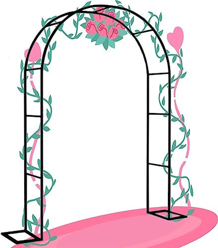 Arco Da Giardino in Metallo,Arco Per Rose Per Piante Rampicanti,Resistente Padiglione Da Giardino,Traliccio,Pergolati Alle Intemperie E Autoportante,Con Base,Facile Da Montare,Bianca,W3.5M*H2.2M