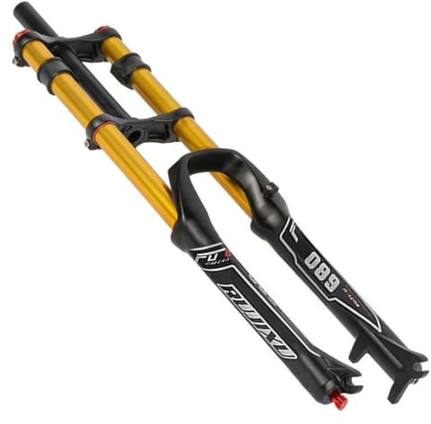 HIMALO Downhill Mountainbike Federgabel 26 27,5 29 MTB Luftgabel Federweg 130mm Scheibenbremse Gerade Gabel QR Zugstufenverstellung Manuelle Sperre (Color : Gold, Size : 29'')
