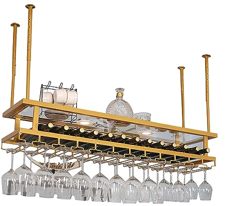 SAGIDAR Weinglasregal Aus Metall Weinglas Abtropfgestell, Weinglashalterung Hangend 60cm-200cm, Mehrschichtspeicher, Platzsparend, Höhe/Breite Einstellbar, Regal Weinglas Aufbewahrung