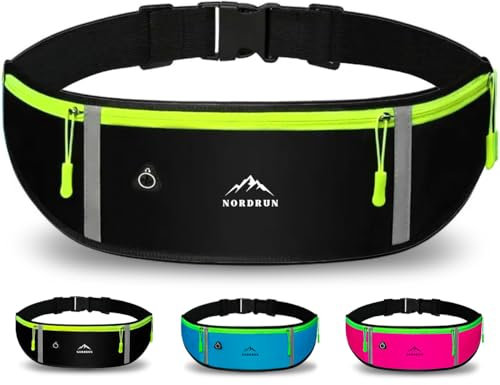 Nordrun® Laufgürtel für alle Handys | Verstellbarer und Wasserdichter Handytasche Joggen | Laufgürtel Handy | Running Belt | Handyhalterung Joggen | Laufen Zubehör | Lauftasche (Schawrz)