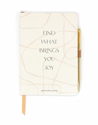 DesignWorks Ink Vegan Leather Gratitude Journal with 196 Guided Pages for Daily Thoughts, Goals, & Gratitude with Ribbon Marker - Undated Daily Mindfulness Journal - Find What Brings You Joy