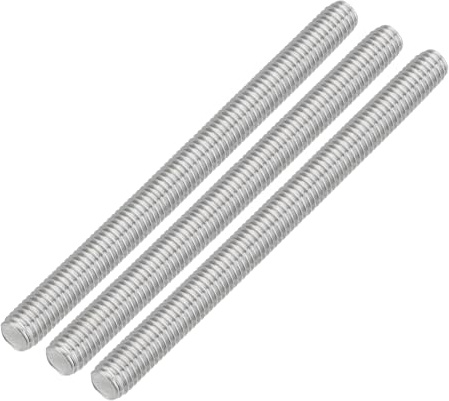 QUARKZMAN 3 Stück Gewindestangen, M8 x 100mm, 304 Edelstahl, Gewindestab mit metrischem Vollgewinde, M8-1.25 Gewindestift für Möbel- und Maschinenmontage