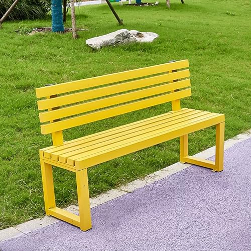 Parkbank mit Rückenlehne, Gartenbank, Terrassenbank aus Metall, Sitzmöbel für die Außendekoration, Stuhl aus Stahl, Lattenbank für 2–3 Personen, wetterbeständig, einfache Montage (Farbe: Wei