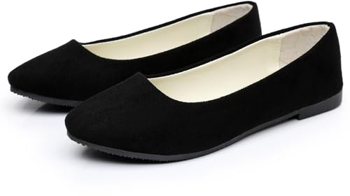 Womens Lovely Ballet Flats with 26 Vibrant Colors, Ladies Indoor Outdoor Comfy Flat Shoes Pure Color Suede-Effect Upper Ballerina Pumps Portable Slip On Dolly Shoes