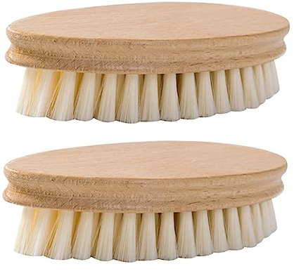 Healeved 2pezzi Spazzole Per Abbigliamento e Scarpe Multifunzionale Setole Naturali Per Lavare e Lucidare Scarpe e Tessuti