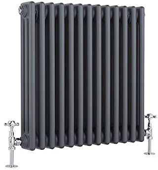 MILANO Anthracite Cast Iron Style Horizontal 3 Column Radiator 500 x 605mm