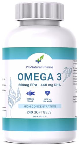 Omega 3 2000 mg ProNatural Pharma | 240 Kapseln | Hohe Konzentration von 660 mg EPA und 440 mg DHA | 4 Monate