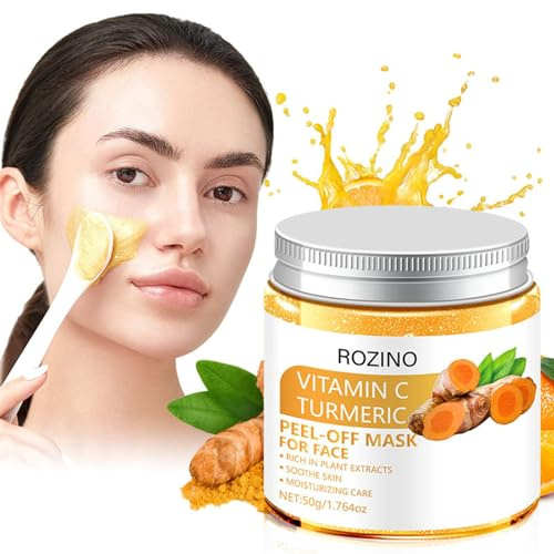 Kurkuma Vitamin C Peel Off Maske Tiefenreinigende Gesichtspeel-Maske Straffende und feuchtigkeitsspendende Vitamin C Kurkuma Peeling Gesichtsmaske für Mitesser, große Poren, Schmutz, Öl für alle Haut