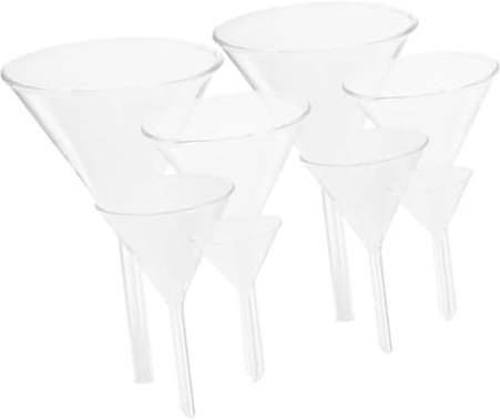 ROMISBABA 8piezas Embudos De Laboratorio De Vidrio Transparente y Unidades Para Experimentos Científicos
