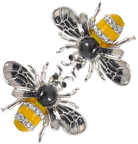 BESTYASH Bienenbrosche Retro Damen Brosche Aus Metall Glänzend Verschleißfest 2 Stück Kleidung Anstecknadel Für Pullover Tasche Geburtstag Geschenk