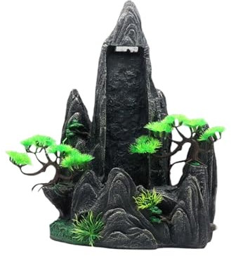 Rdxanc Fishtanks Decors Höhlenfigur Gartenlandschaft Bergstatue Fischversteck Höhle mit fließendem Wasserfall