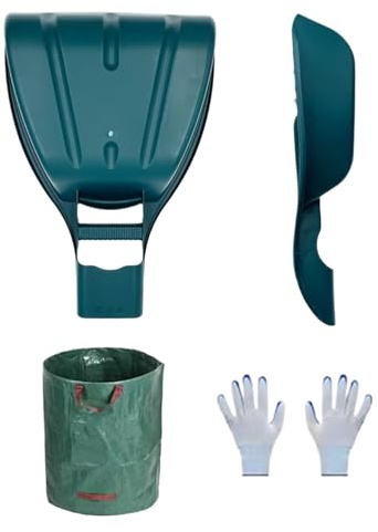 Rastrillo de mano para hojas, rastrillo de hojas de agarre ergonómico resistente, cuchara ligera y ergonómica para residuos de desechos de patio, limpieza de césped, césped y patio